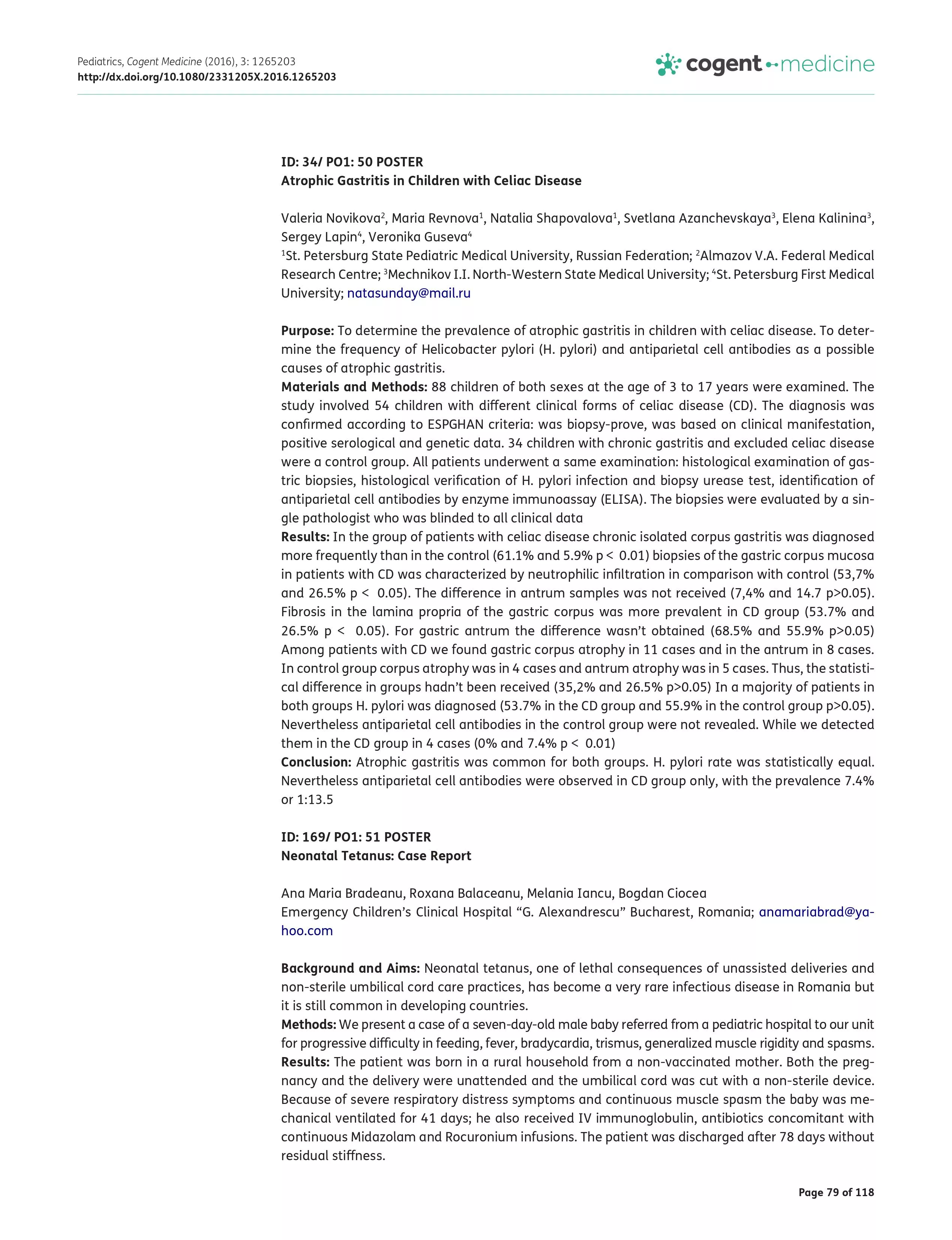Atrophic Gastritis in Children with Celiac Disease