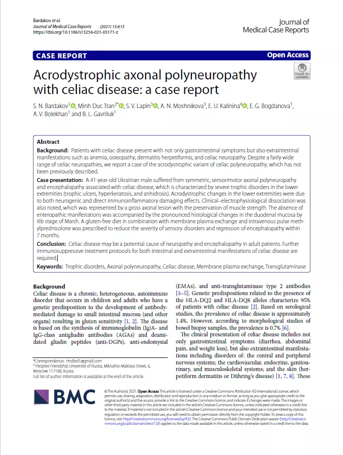 Acrodystrophic axonal polyneuropathy with celiac disease: a case report Acrodystrophic axonal polyneuropathy with celiac disease: a case report