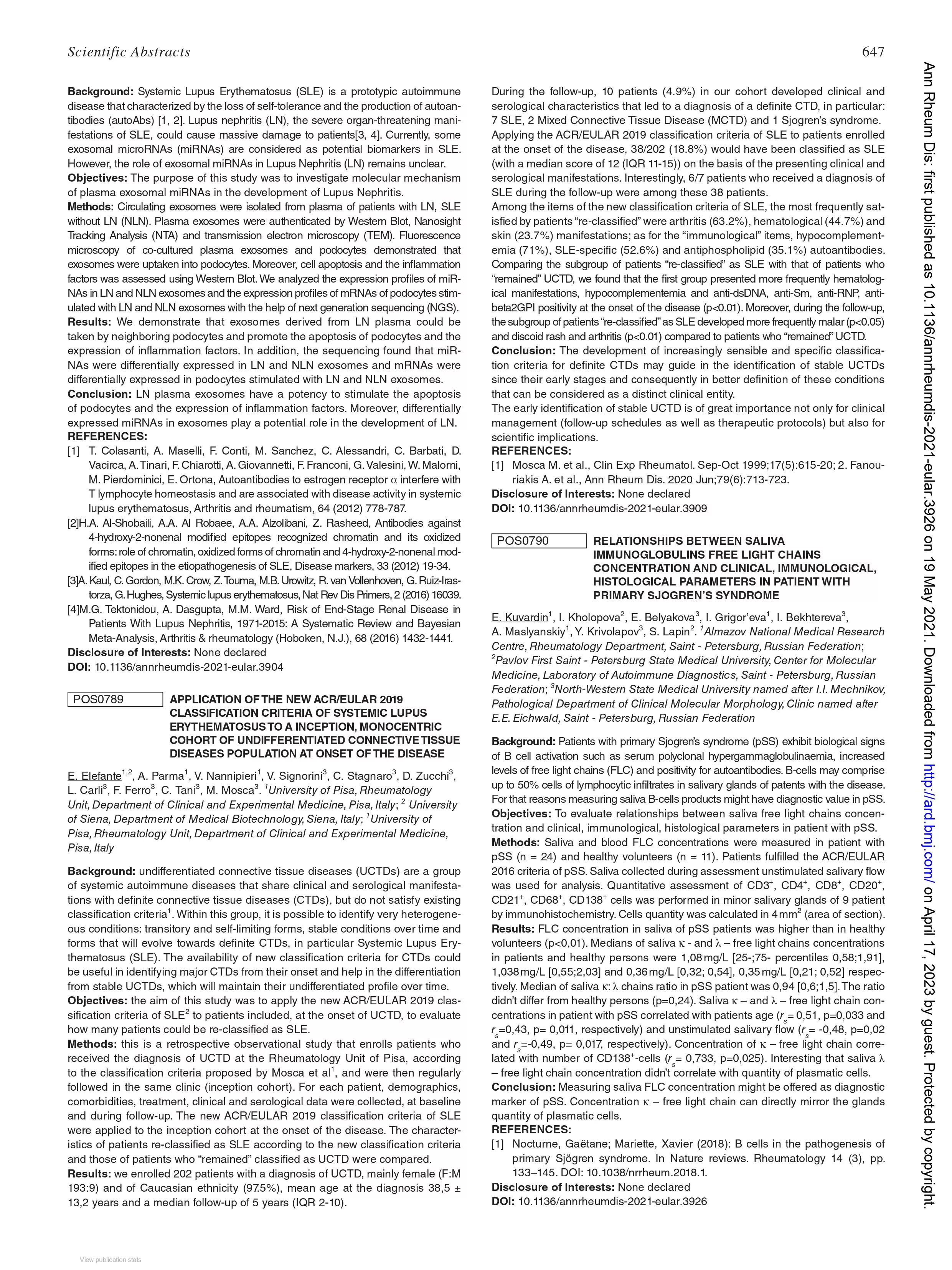 Relationships between saliva immunoglobulins free light chains concentration and clinical, immunological, histological parameters in patient with primary Sjogren’s syndrome Relationships between saliva immunoglobulins free light chains concentration and clinical, immunological, histological parameters in patient with primary Sjogren’s syndrome