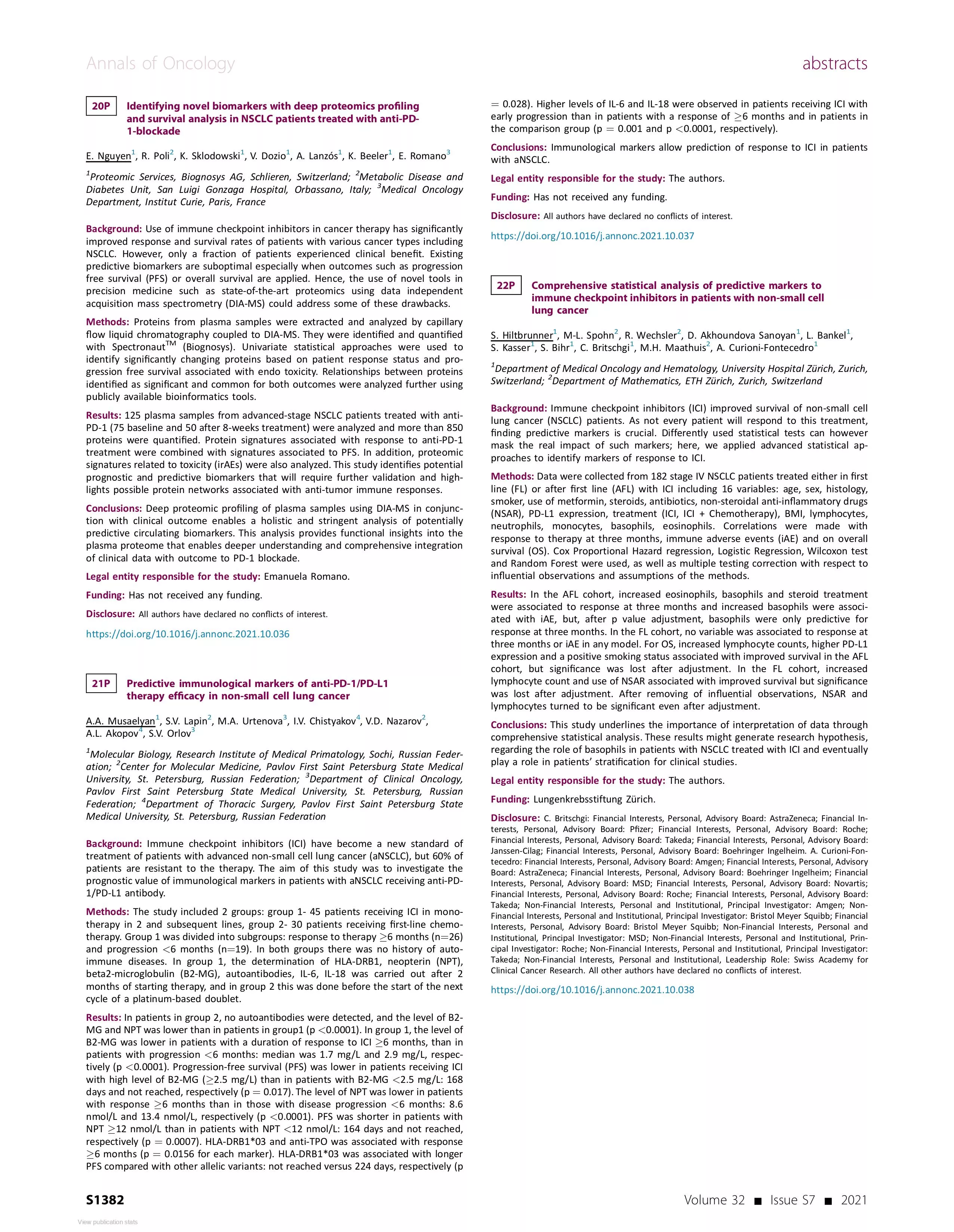 Predictive immunological markers of anti-PD-1/PD-L1 therapy efficacy in non-small cell lung cancer